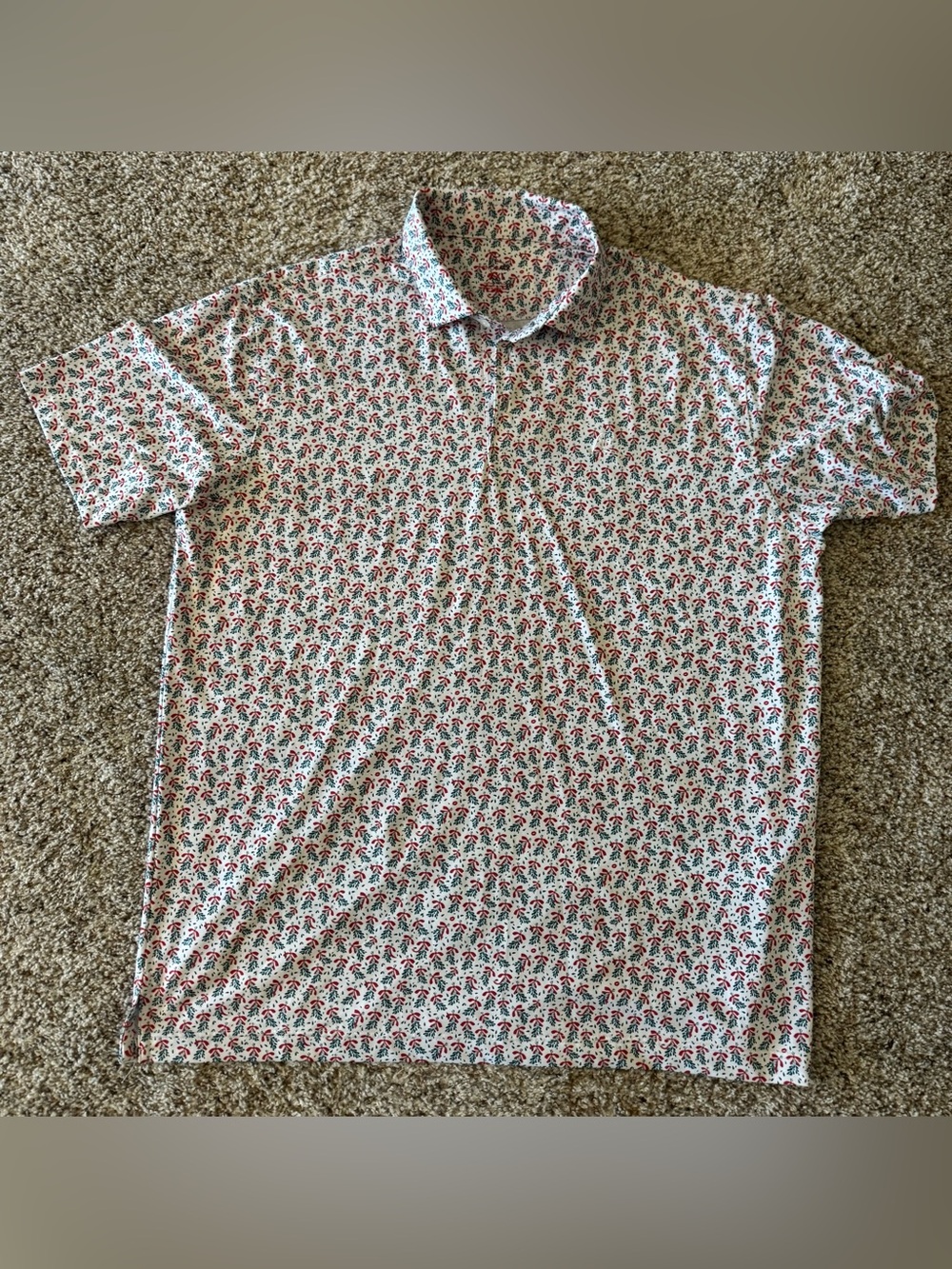 Rhoback Men's mistletoe Short-Sleeve lPrint Shirt - White with Red & green